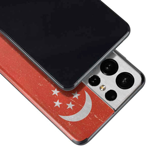 Singapore Flag Distressed Galaxy S21 Ultra 5G Skin